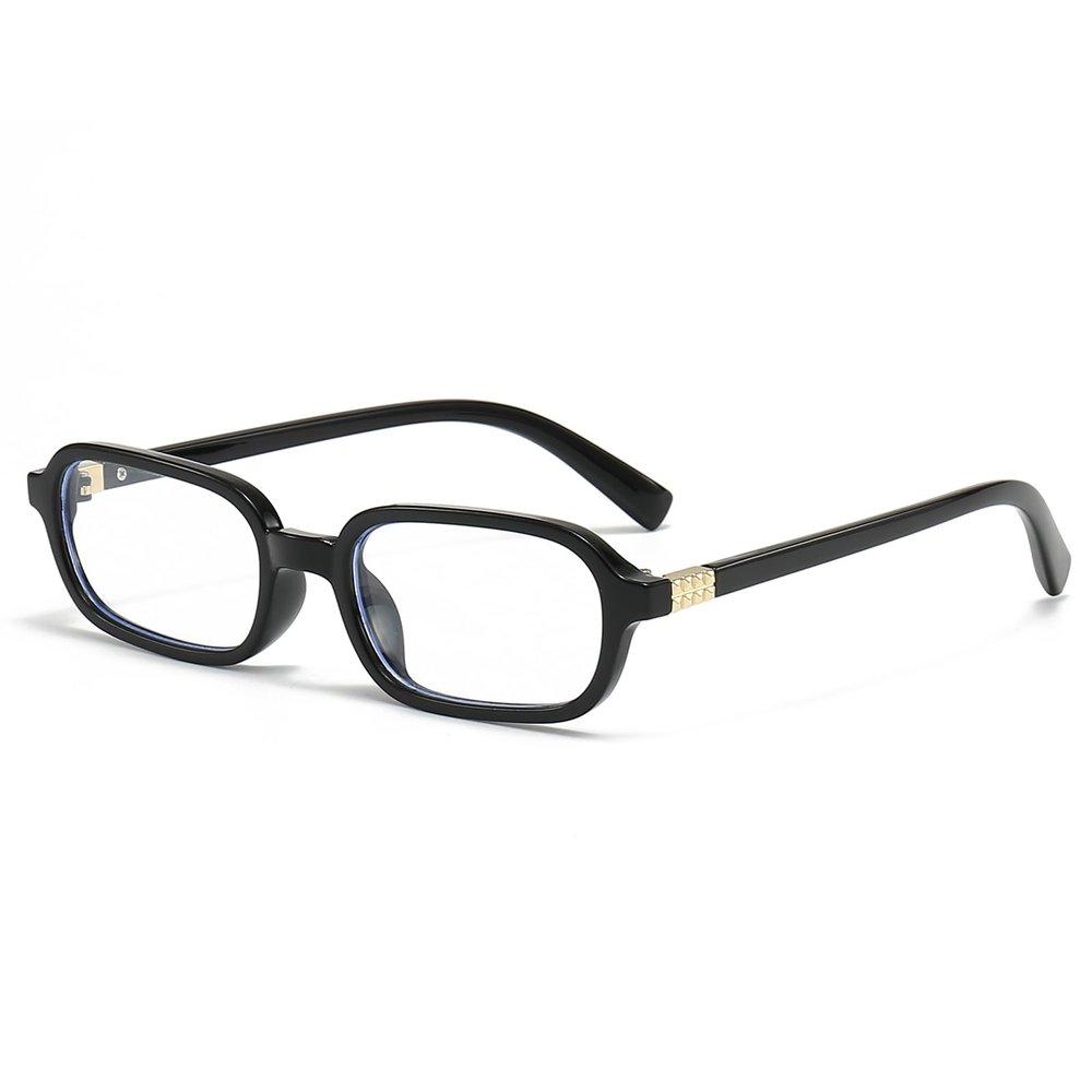 LJCZKA Rectangular Blue Light Blocking Glasses for Women Men Retro Small Square Frame Anti Eyestrain Computer Eyeglasses (Black Clear)