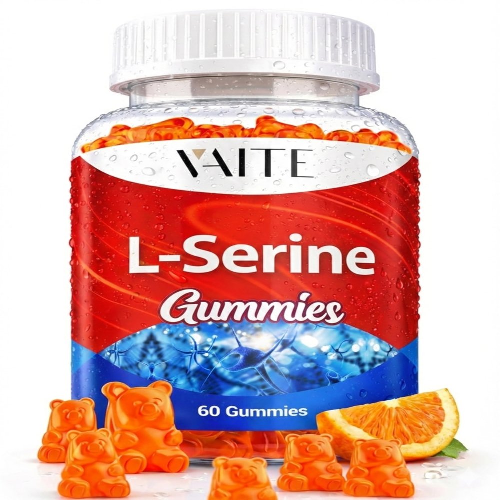 L-Serine Gummies 1000mg - Pure L Serine Supplement for Cognitive Function and Nervous System Health, Phosphorylated LSerine Supplements for Brain Support, Non-GMO, Gluten Free, 60 Vegetarian Gummy