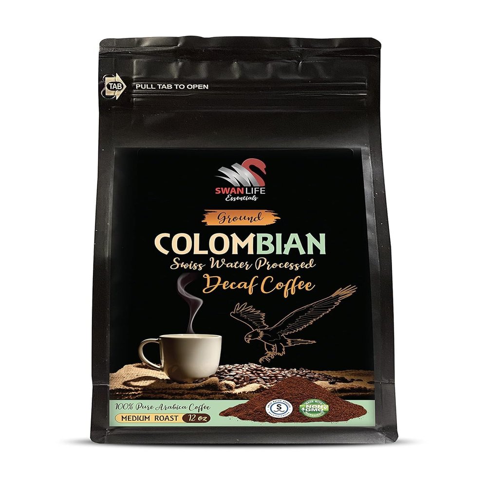 Premium Decaf Brew - DECAF COLOMBIAN COFFEE GROUND - Swiss Press Decaf Coffee, Decaf Swiss Roast, Fresh Decaf Blend, Ground Swiss Decaf, Decaf Coffee Bliss, Smooth Roast Decaf 1 Pack