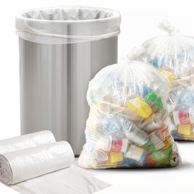 MAX MANUFACTURING Premium 30-33 Gallon Trash Can Liners 500 Count (33" x 40", 13 Mic) Strong Multipurpose Clear Trash Bags on Easy-Tear Rolls for Home, Office, Commercial & Industrial Use