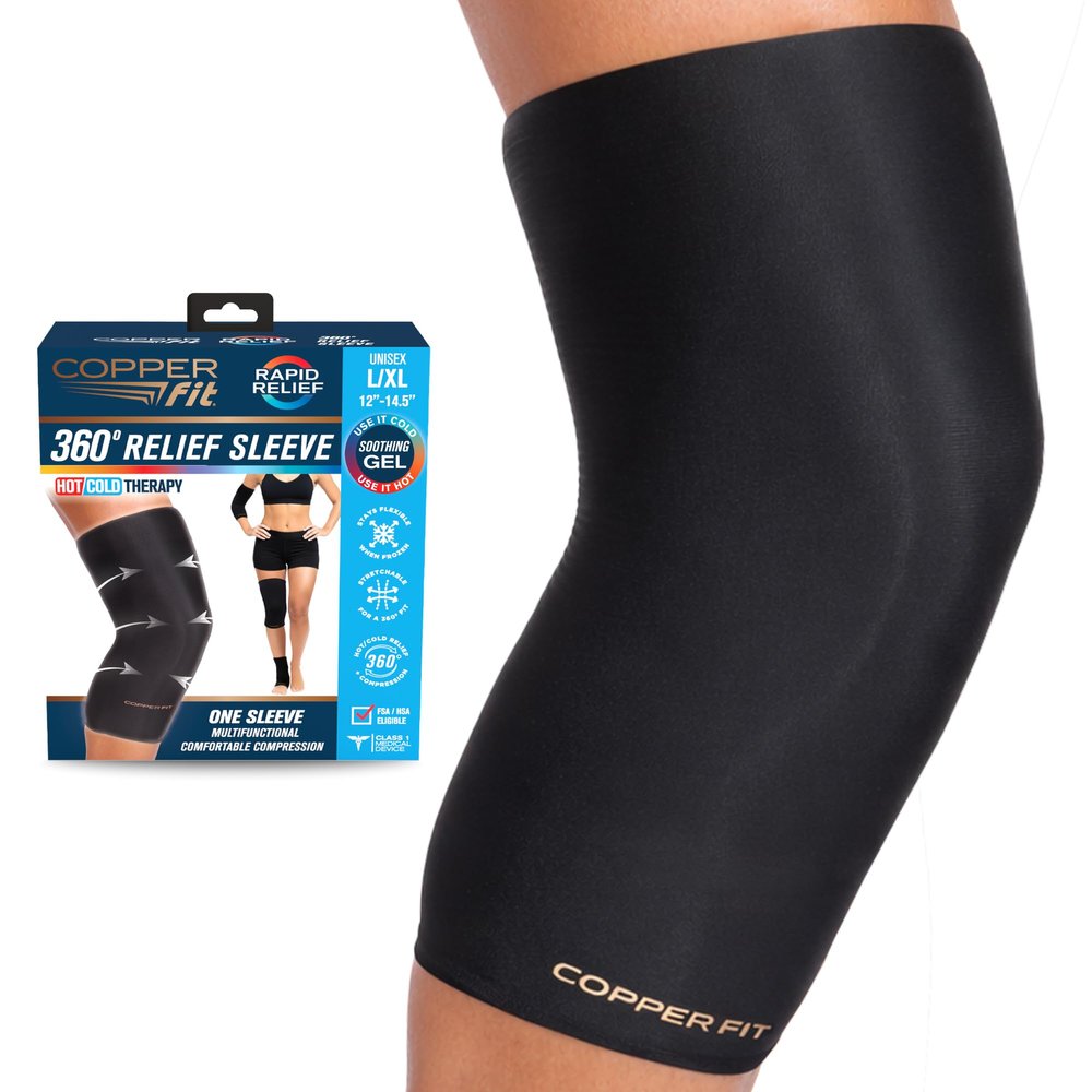 Copper Fit 360 Freeze Compression Sleeve Cold/Hot Therapy - Flexible 360 Coverage for Knee, Elbow, Ankle, Wrist, Hamstring and Calf (Large/XLarge)