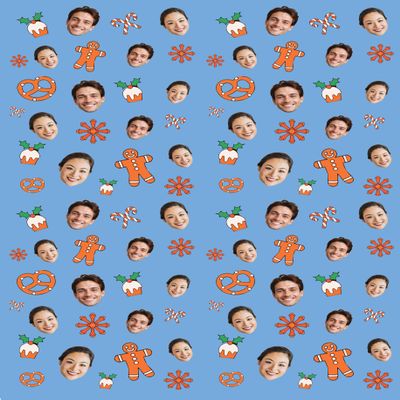 JAM Paper Custom Printed Glossy Christmas Wrapping Paper Roll - Personalized Face Image - 43 Sq Ft - Blue - Roll Sold Individually
