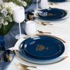 6.3" Disposable Chanukah Hanukkah Blue Plastic Plates with Gold Glitter (50, 10.6) view 1