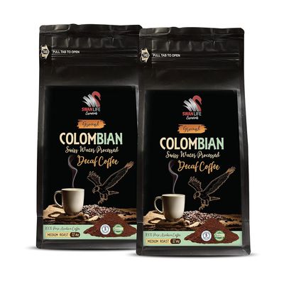 Morning Brew Bliss - DECAF COLOMBIAN COFFEE GROUND - Swiss Press Decaf Coffee, Low-Acid Coffee Grounds, Swiss Method Roast, Velvety Decaf Beans, Relaxing Coffee Notes, Balanced Coffee Craft 2 Packs