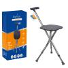 BigAlex Alloy Folding Cane with Seat, Lightweight Adjustable Walking Cane with Seat, Cane Seat with LED for Woman/Man, Comfortable Handle and 3 Non-Slip Legs, Walking Stick for Seniors,Black view 1