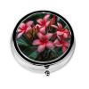Plumeria Round Pill Box Portable Metal Pill Case 3 Compartment Small Travel Pill Organizer Cute Vitamins Holder Organizer for Purse Pocket view 2