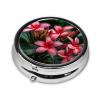 Plumeria Round Pill Box Portable Metal Pill Case 3 Compartment Small Travel Pill Organizer Cute Vitamins Holder Organizer for Purse Pocket view 3
