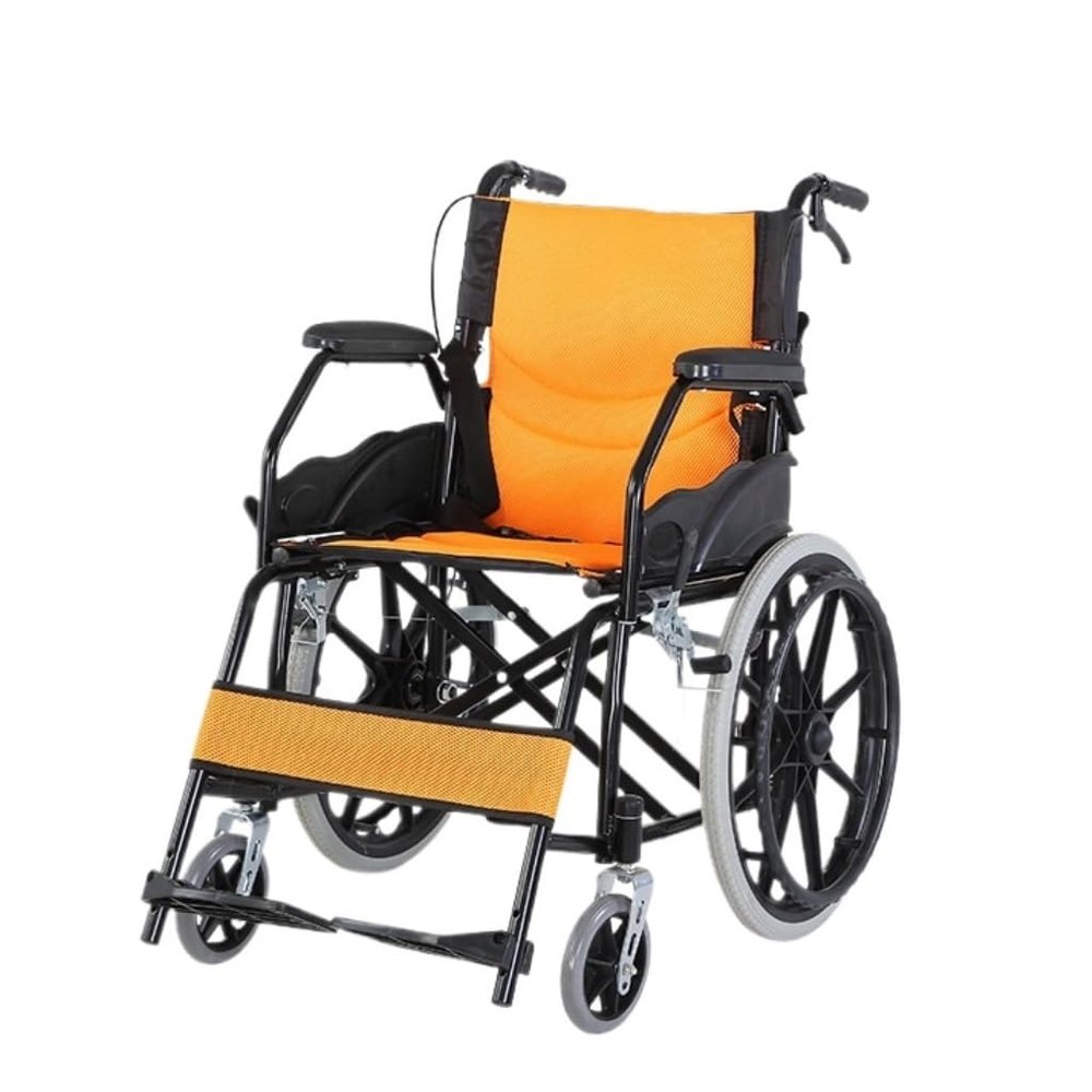Wherlchair Elderly Mobility Wheelchair Foldable Manual Elderly Stroller Small Ultra-light Portable Home Stroller Wheelchairs(Yellow)