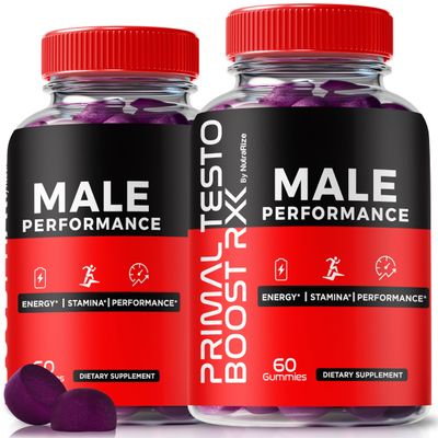 (2 Pack) Primal Testo Boost RX - Primal Testo Boost RX Gummies, Official Primal Testo Boost RX Male, Primal Testo Boost RX Capsules For Men, Supports Energy, Confidence, and Performance (120 Gummies)