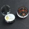 Pirate Captain Round Pill Box Portable Metal Pill Case 3 Compartment Small Travel Pill Organizer Cute Vitamins Holder Organizer for Purse Pocket view 1