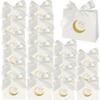 20 Pack Eid Party Favor Box, Eid Moon Candy Box, Ramadan Mubarak Party Goodie Box, DIY Eid Treat Paper Box with Ribbon Bow, Islam Muslim Wedding Festival Candy Box, Chocolate Cookie Souvenir Boxes for Eid Party Supplies Gold Castle Goodie Present Bag view 1