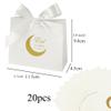 20 Pack Eid Party Favor Box, Eid Moon Candy Box, Ramadan Mubarak Party Goodie Box, DIY Eid Treat Paper Box with Ribbon Bow, Islam Muslim Wedding Festival Candy Box, Chocolate Cookie Souvenir Boxes for Eid Party Supplies Gold Castle Goodie Present Bag view 4