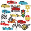 30Pcs Race Car Cupcake Toppers Glitter Racing Car Cupcake Toppers Sticks Checkered Racing Birthday Party Decorations for Race Car Theme Birthday Party Baby Shower Supplies view 1