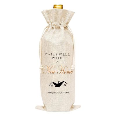 Housewarming Gift Wine Bag for Women Men Neighbors New Home Gifts for Family Best Friend Going Away Gifts for Friends Besties House Warming Gifts for Homeowners Clients New Home Wine Bottle Gift Bag