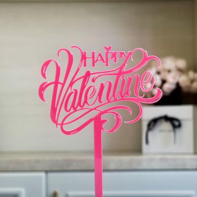 10 Pcs Happy Valentine's Day Cake Toppers Cake Decoration Acrylic Cupcake Topper Picks for Valentine's Day Anniversary Cake Desserts Decor