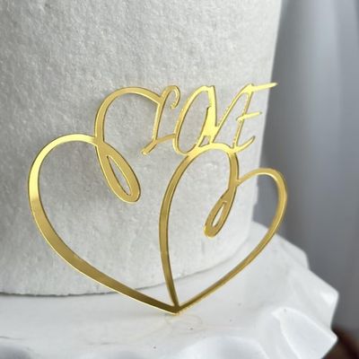 10 Pcs Gold Acrylic Love Cake Toppers Valentine Cake Decorations for Valentine's Day Anniversary Cake Side Decorations