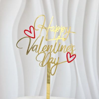 10 Pcs Happy Valentine's Day Cake Toppers Acrylic Cake Topper Cupcake Toppers for Valentine's Day Cake Desserts Decorations