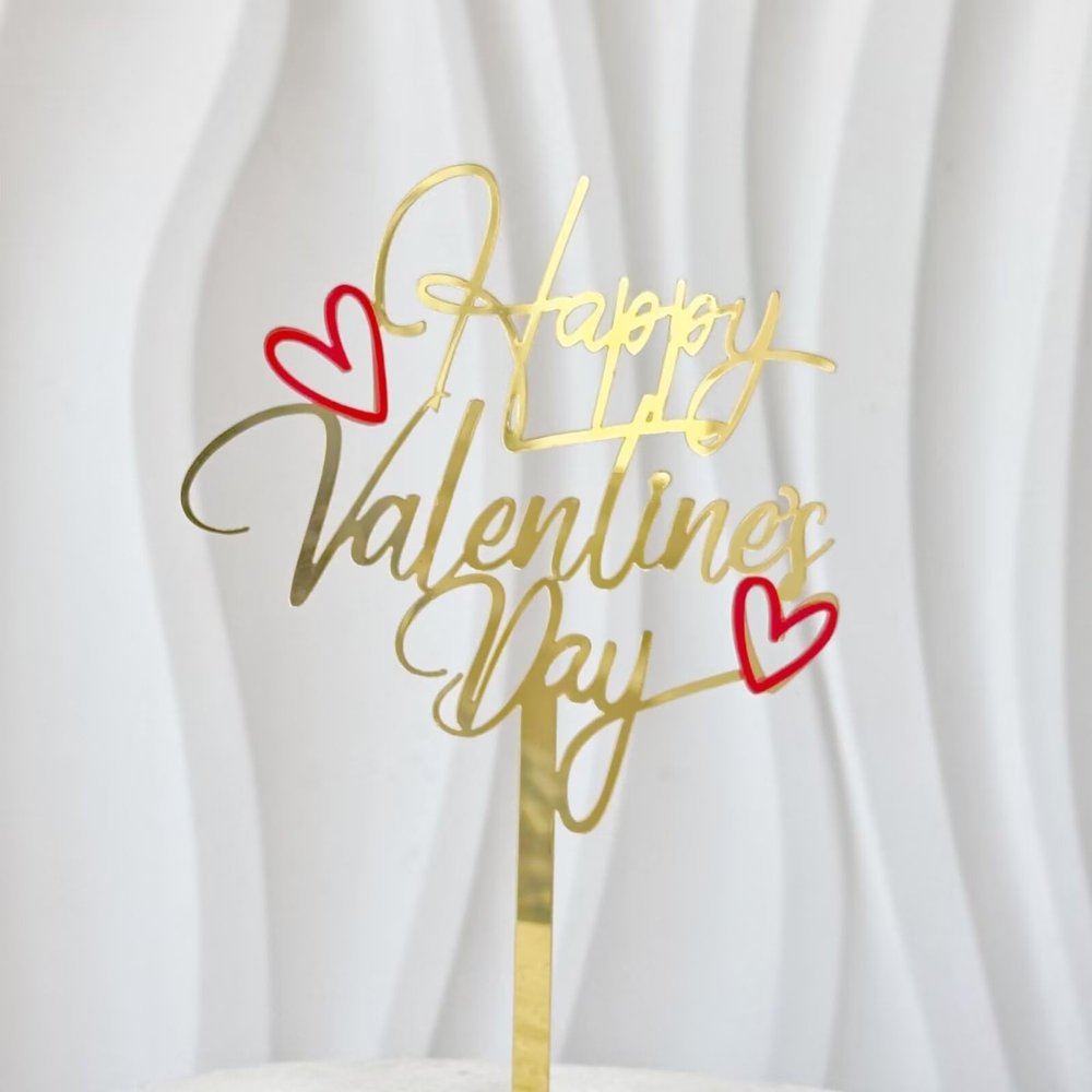 10 Pcs Happy Valentine's Day Cake Toppers Acrylic Cake Topper Cupcake Toppers for Valentine's Day Cake Desserts Decorations