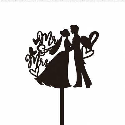10 Pcs Romantic Couple Cake Toppers Black Cupcake Topper Picks Cake Decorations for Valentine's Day Anniversary Cake Desserts Decor