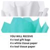 JUNESHE Small Teal Gift Bags with Tissue Paper, 4 PK, 7.1x5.9x2.7 IN view 3