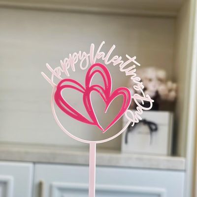 10 Pcs Happy Valentine's Day Cake Toppers Cake Decoration Acrylic Cupcake Topper Picks for Valentine's Day Anniversary Cake Desserts Decor