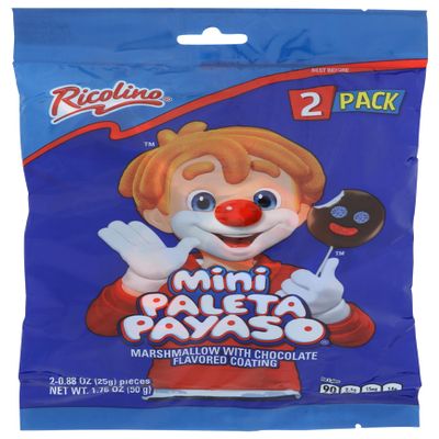 Ricolino Chocolate Mini Paleta Payaso 2 pc / 0.88 oz Bag