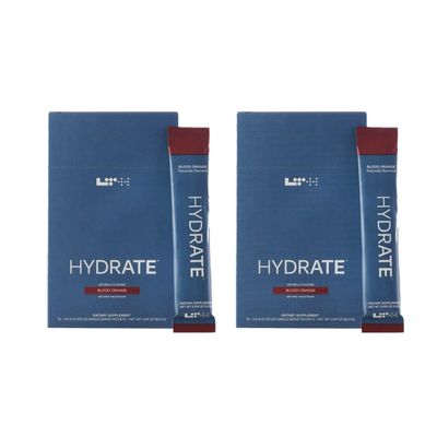 LTH Hydrate Hydration Mix - NSF Certified for Sport - Premium Electrolyte Powder - with Redmond Real Salt - Plant-Based, Non-GMO, Gluten & Dairy Free - 15 Single-Serve Packets (Blood Orange) - 2-Pack