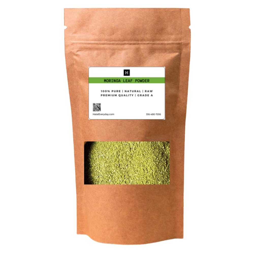 HalalEveryDay Moringa Leaf Powder, 100% Pure Vegan Supplement, Energy Booster, Ingredient for Multi-Vitamin Smoothies, 1lb / 16oz Bag