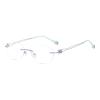 HELES Women Oval Rimless Reading Glasses Polycarbonate UV+420cut Blue Light Blocking Computer Reading Glasses, Anti-Glare-A2 Silver||+2.00 Strength view 1