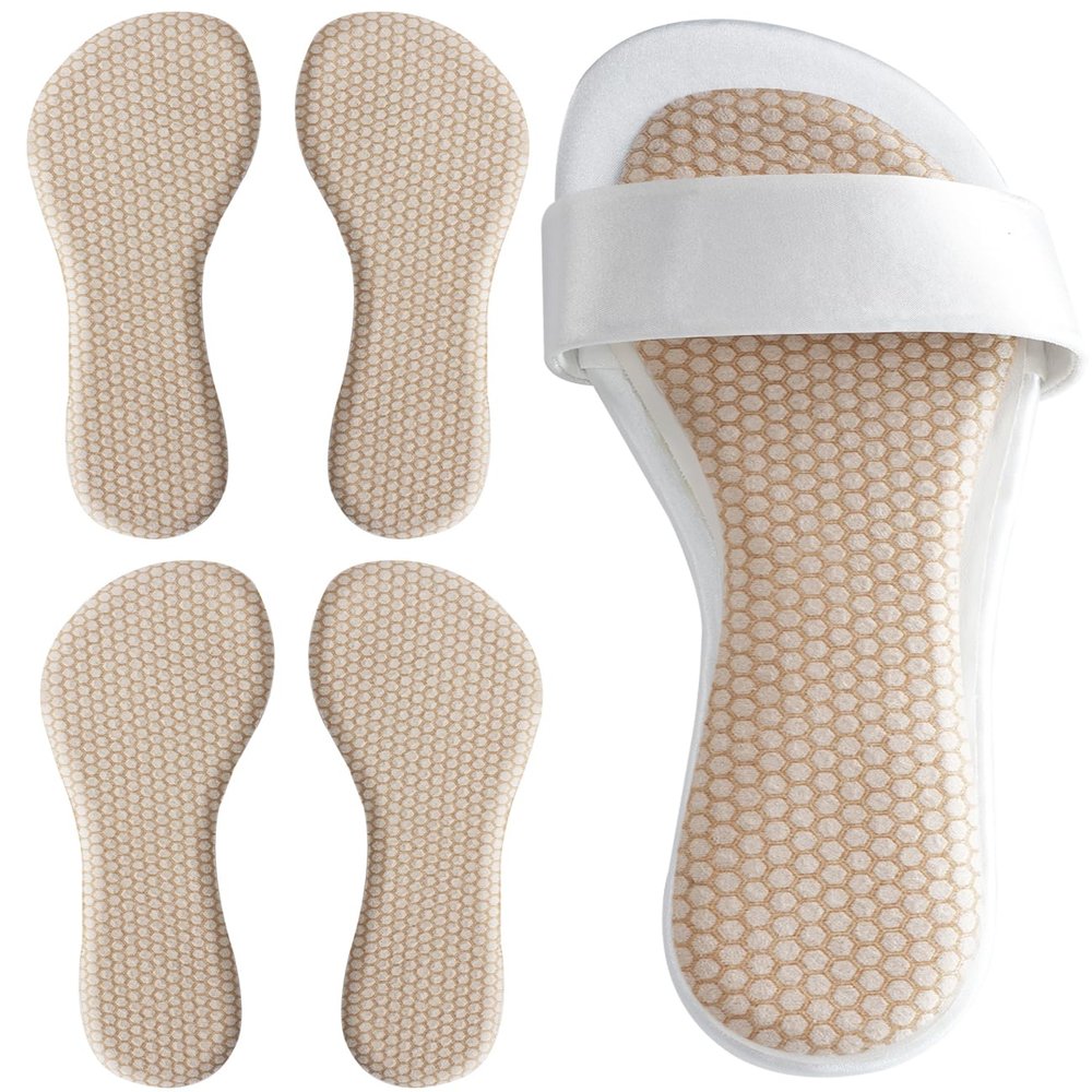 2 Pairs Gel Cushion High Heel Inserts, Self-Adhesive Sandal Inserts Insoles Women, New Anti Slip Design, 3/4 Invisible Dress Shoe Inserts, Shock Absorption Pain Relief, 2 Beige Women 5-8