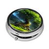 HMBGFW Mountain Forest in the Rain Pill Storage Box - Compact 3-space - portable circular metal pill box - perfect for travelwallet or pocket use view 2