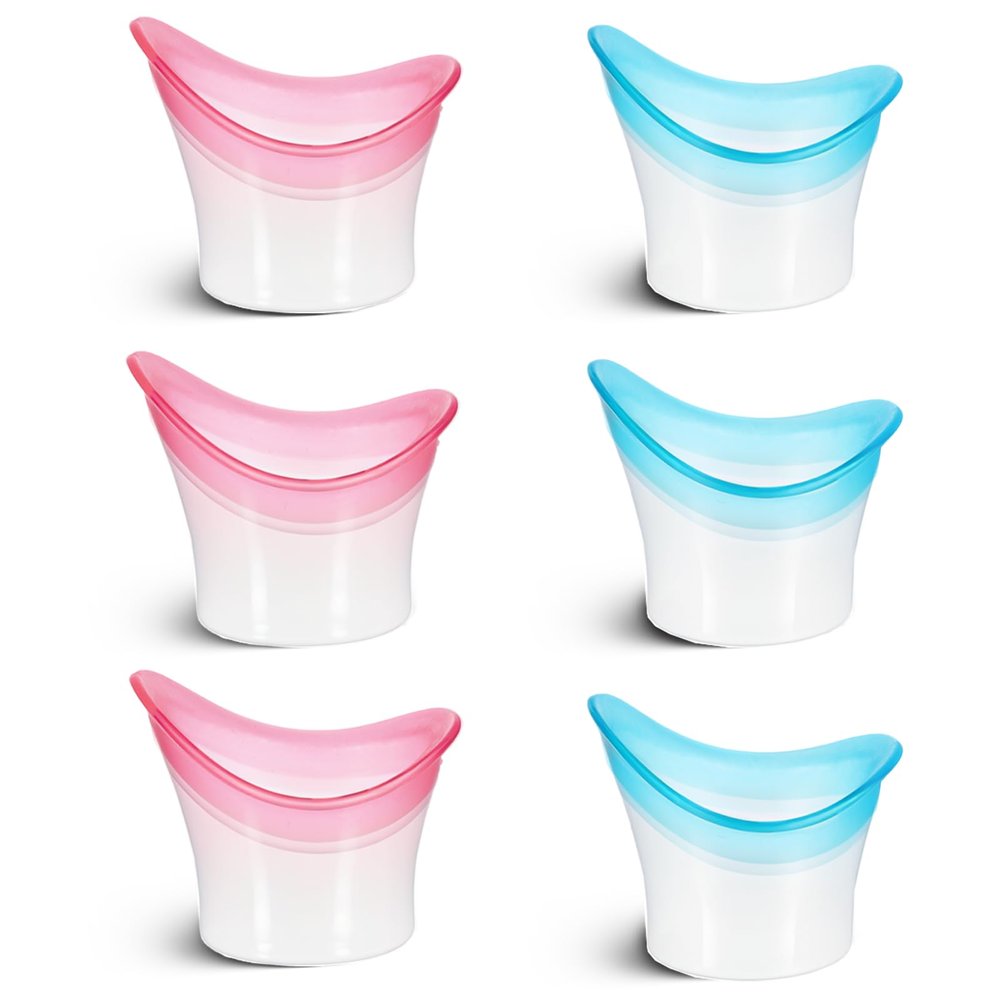 JJUNW 6Pcs Eye Wash Cup, Eye Cups for Eye Wash, Eye Wash Solution with Cup Silicone Eye Cleaning Cup, Portable Eye Care Tool for Quick Relief Tired Eyes Cleaning Eye Dust Makeup Irritants