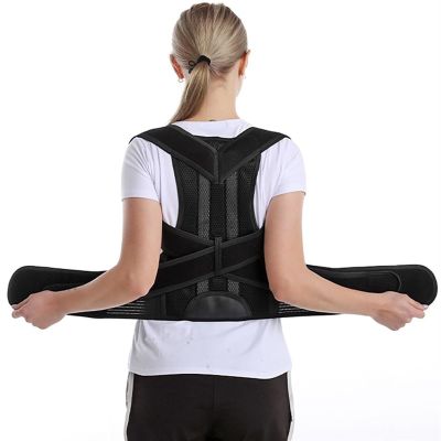 Adult Shoulder Posture Corrector Scoliosis Back Brace for Men and Women, Full Back Support Belt Adjustable Neck Support Improve Back Posture and Prevent Hunchback (Black XXL)
