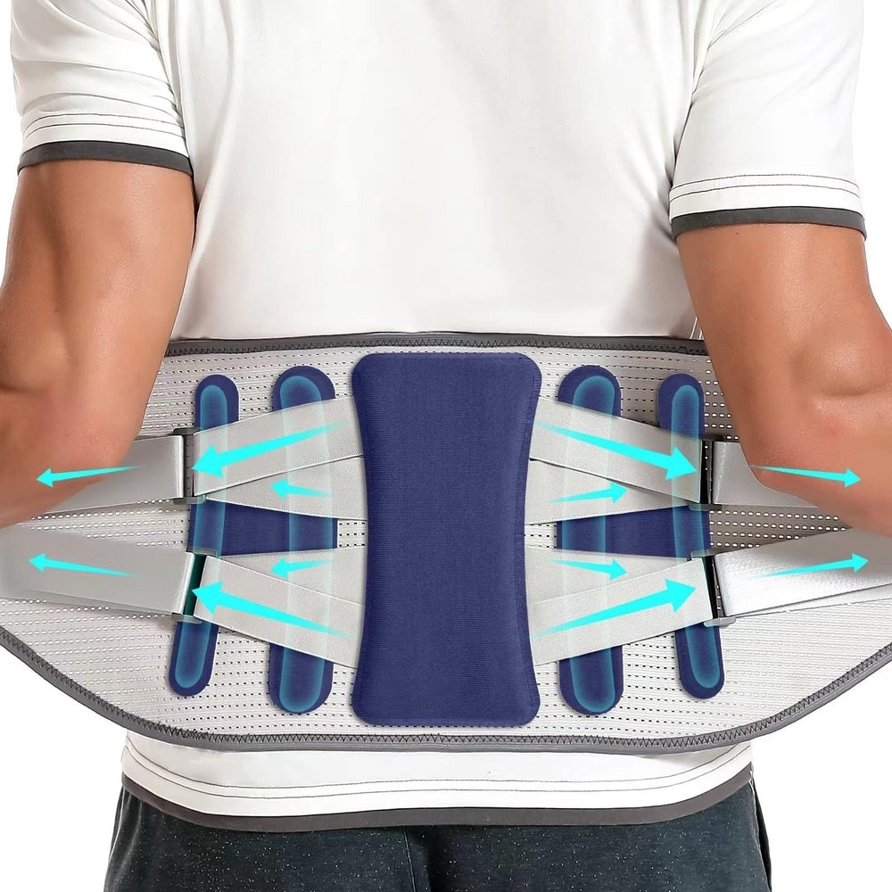 Lumbar Support Belt for Men Women Lower Back Brace Pain Relief Massage Band Posture Correction for Herniated Disc Sciatica and Scoliosis (Blue L)