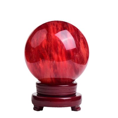 JBNCRYGD Red Crystal Ball with Stand - Red Obsidian Ball - Natural Smelting Quartz Crystal Gemstone Ball Sphere for Meditation Healing Feng Shui Divination Sphere Home Decoration Gift,5.11in