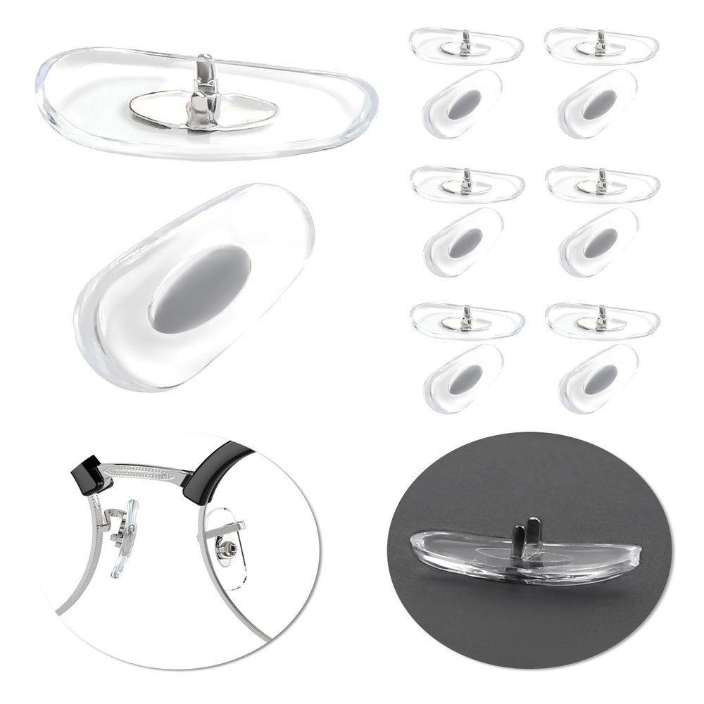 6 Pairs Replacement Nose Pads for Ray-Ban RB3029 RB3119 RB3136 RB3138 RB3183 RB3362 RB3379 RB3386 RB3387 RB3429 RB3445 RB3449 RB3457 RB3478 RB3483 Clip-on Mount Type Eyeglasses, Clear Nosepieces