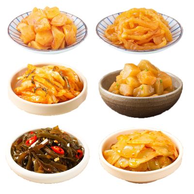 Fermented Spicy Pickled Vegetables - Individually Packaged Asian Flavor Pickles, The Ideal Accompaniment to Meals, Dried Kelp Spicy Radish Zhacai 6-Flavor Assortment
