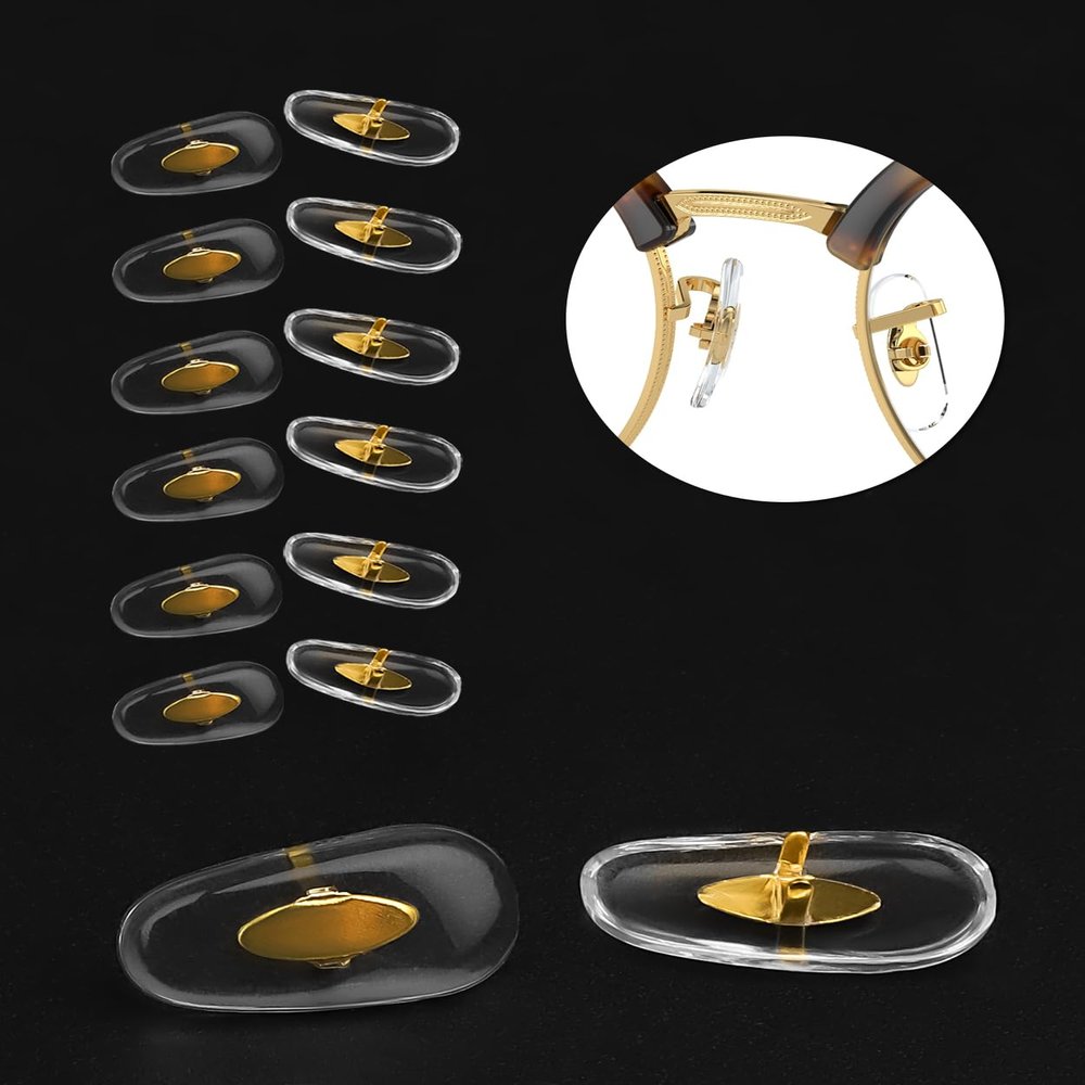 6 Pairs Replacement Nose Pads for RayBan RB3025 RB3026 RB3016 RB3362 RB3445 RB3519 RB3543 Aviator Sunglasses Clip-on Mount Type Eyeglasses, Gold Nosepads