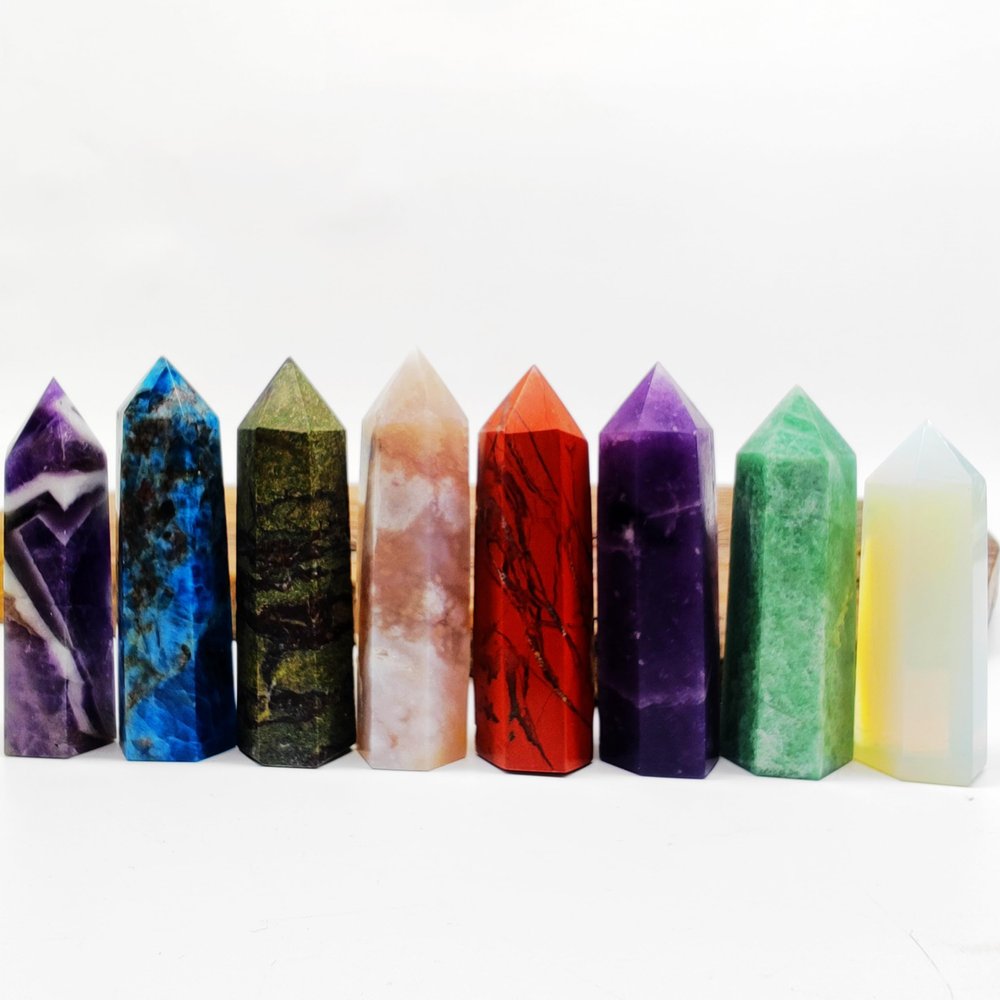 NsmjodStone Healing Crystals Tower Point Obelisk Wand Energy Meditation Gift Stone Carved Crystal Home Decoration,Chakra Meditation Therapy (1pc Tiger's-Eye)