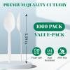 FOCUSLINE 1000 Pack Plastic Teaspoons White, Disposable Spoons Bulk, Heat Resistant Disposable Spoons for Take out Restaurants, Family Gatherings, Outdoor Activities view 3