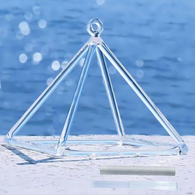 KKNSYW Quartz Crystal Singing Pyramid 6-12 inch, Sound Healing Meditation Healing Musical Instrument Prayer and Stress Reduction(12 inch)