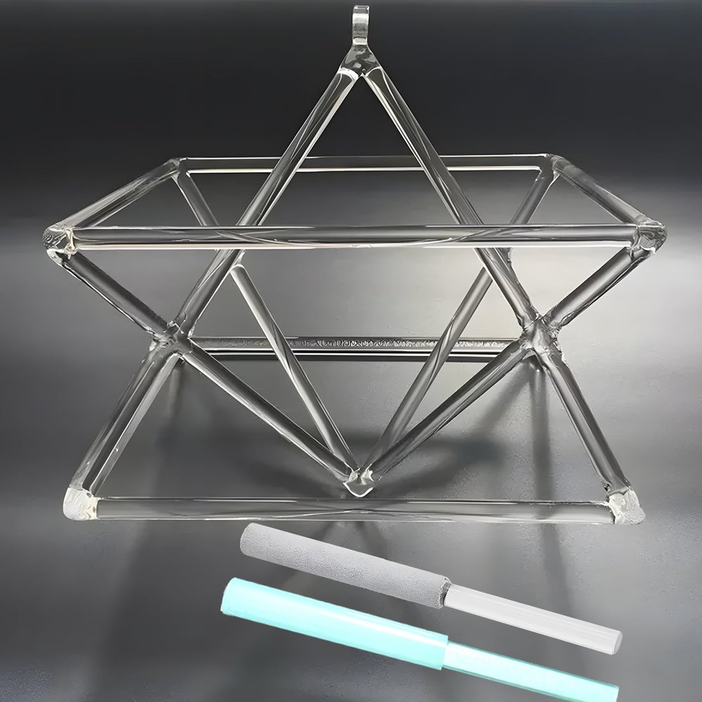 KKNSYW Sound Healing Meditation Mokaba MerkabaQuartz Crystal Singing Pyramid, Healing Musical Instrument Sound Therapy Meditation Yoga(7 inch)