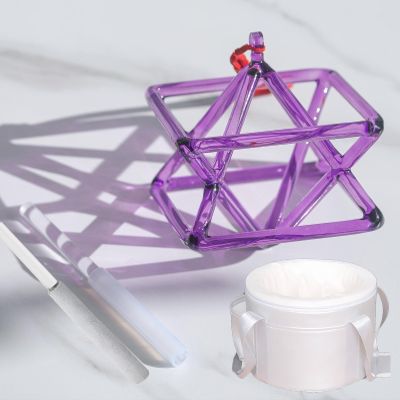 KKNSYW Chakra Optically Purple Quartz Crystal Singing Pyramid Mokaba Merkaba for Sound Healing Meditation, Yoga Gift for Prayer(9 inch+Bag)