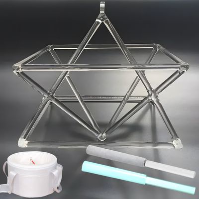 KKNSYW Sound Healing Meditation Mokaba MerkabaQuartz Crystal Singing Pyramid, Healing Musical Instrument Sound Therapy Meditation Yoga(8 inch+Bag)