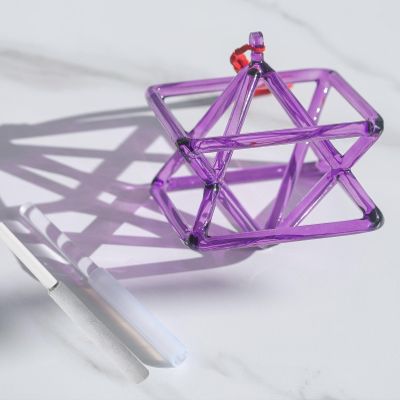 KKNSYW Chakra Optically Purple Quartz Crystal Singing Pyramid Mokaba Merkaba for Sound Healing Meditation, Yoga Gift for Prayer(9 inch)