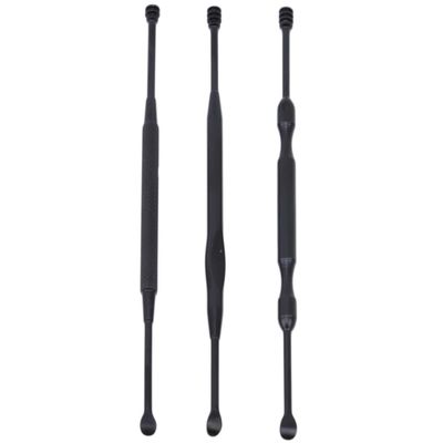 3Pcs/Set Double-ended Stainless Steel Spiral Ear Pick Spoon Ear Wax Removal Cleaner Ear Tool Kit Multi-function Portable (Color: black)