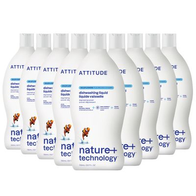 ATTITUDE Dish Soap, EWG Verified, Plant-Based & Vegan Dishwashing Liquid, Naturally Derived, Wildflowers Scent, 23.7 Fl Oz (Pack of 9)