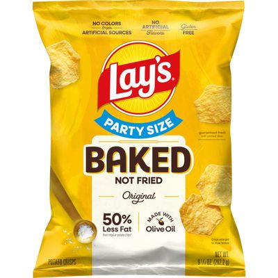 Baked Lays Potato Chips, Original, 9.25 oz Bag, 50% Less Fat, Gluten Free, No Artificial Flavors, No Colors from Artificial Sources