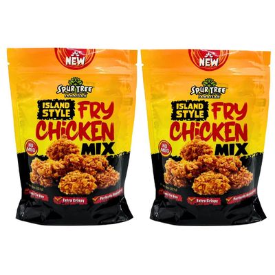 Spur Tree Jamaican Chicken Fry Mix with Brine Packet Mild Island Style Seasoned Coating, Crispy Fried Chicken, Fry, Bake or Air Fry, No MSG 8 oz (2-Pack)