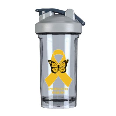 Appendix Cancer Awareness 18 Ounce Shaker Bottle Drink Mixer Leak-proof Pre Workout Protein Shakes Meal Replacement Shakes Bottles 500ML/18 Oz Gray-1